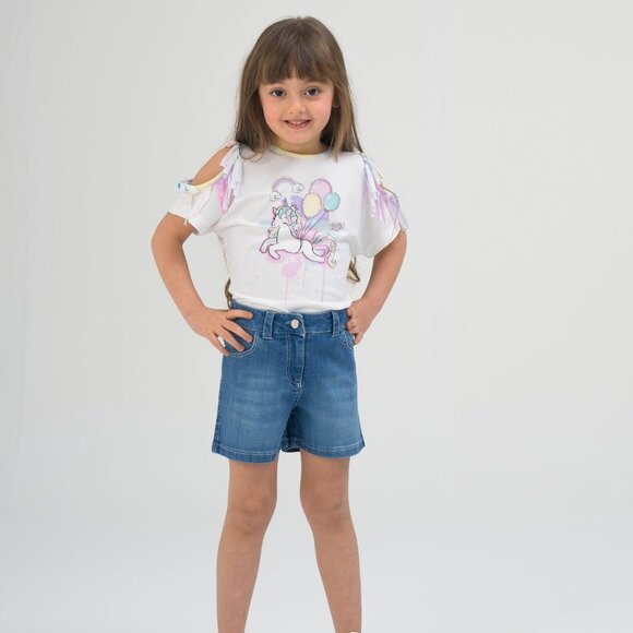 Unicorn Girls Shorts Outfit With T-shirt - Picture 1 of 8